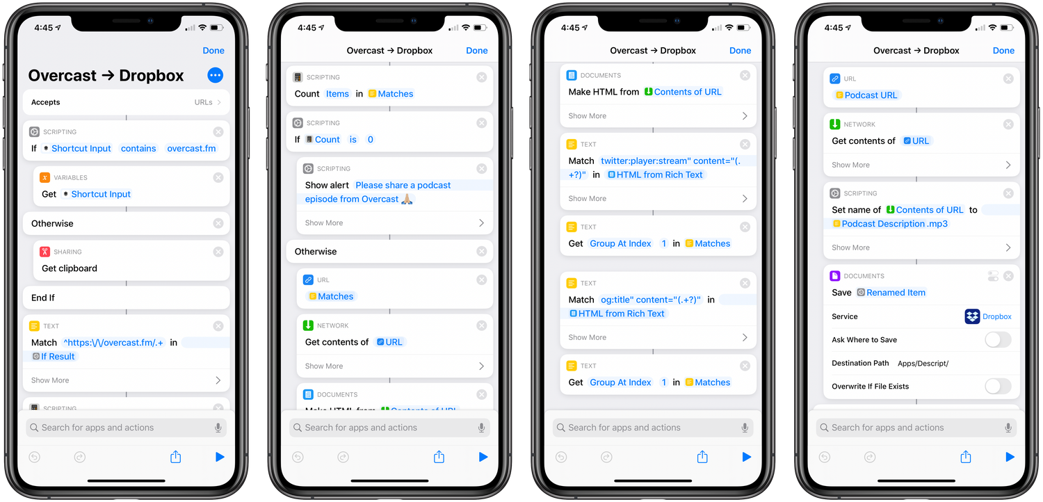 Podcast transcript shortcut